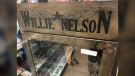 The custom Willie Nelson display case. (Source: Jamie Dowsett/CTV News)