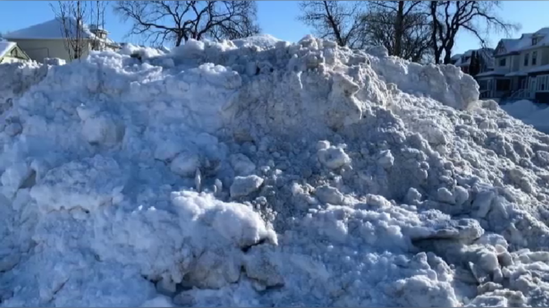 A pile of snow that has built up in Winnipeg. (Source: Jeff Keele/CTV News)
