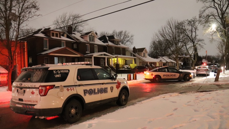Police on Randolph Avenue in Windsor, Ont., on Tuesday, Jan. 26, 2022. (_OnLocation_/Twitter)
