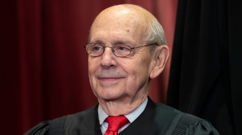In this Nov. 30, 2018, file photo, Justice Stephen Breyer sits with fellow Supreme Court justices for a group portrait at the Supreme Court Building in Washington. (AP Photo/J. Scott Applewhite, File) 