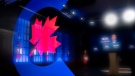 Conservative Leader Erin O'Toole is reflected in the Conservative Party logo on his teleprompter as speaks to the media on Tuesday, August 31, 2021 in Ottawa. Canadians will vote in a federal election Sept. 20th. THE CANADIAN PRESS/Frank Gunn