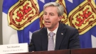An image of Nova Scotia Premier Tim Houston during a live COVID-19 news conference on Jan. 26, 2022.