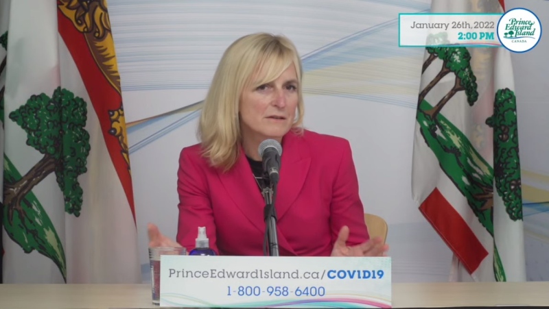 Prince Edward Island Chief Public Health Officer Dr. Heather Morrison speaks during a news conference in Charlottetown on Jan. 26, 2022. (YouTube)