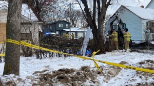 The body of a man was found after a house fire in northeast Edmonton. Jan. 26, 2022. (Brandon Lynch/CTV News Edmonton)
