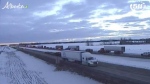 Traffic was backed up after a crash on Hwy 2 south of Edmonton on Jan. 26, 2022. (Source: 511/AMA)