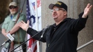 Stewart Rhodes, founder of Oath Keepers, speaks during a gun rights rally at the Connecticut State Capitol in Hartford, Conn., Saturday April 20, 2013. (AP Photo/Journal Inquirer, Jared Ramsdell, File)