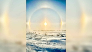 Sun dog on our way to Churchill. Photo by Dustin Head.