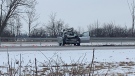 Highway 401 crash near Bloomfield Road in Chatham, Ont., on Thursday, Jan. 27, 2022. (Bob Bellacicco / CTV Windsor)