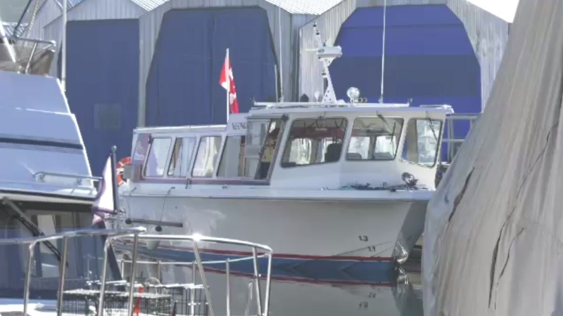 The Graduate water taxi is pictured docked in Sidney, B.C. following the engine fire: (CTV News)