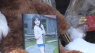 Memorial for Alexandra Stemp, 8, who died following the collision on Riverside Drive pictured in London, Ont. on Friday, Jan. 28, 2022. (Daryl Newcombe / CTV News)