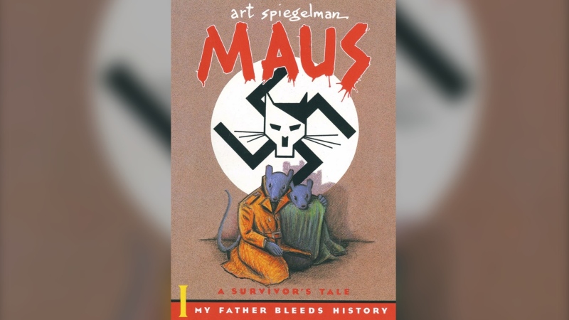 This cover image released by Pantheon shows "Maus" a graphic novel by Art Spiegelman. (Pantheon via AP) 