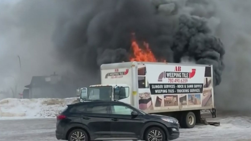 Flames engulf van pulling away from gas station