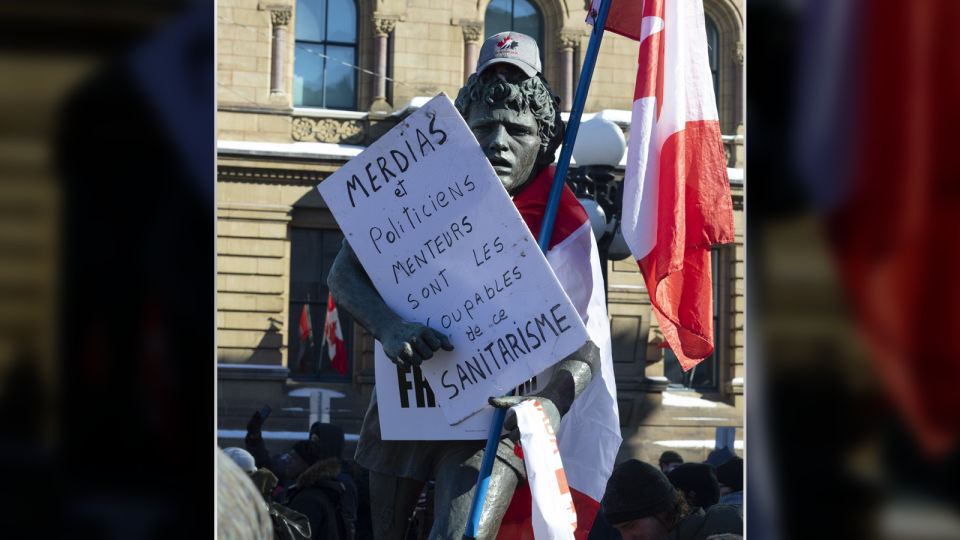 Terry Fox statue Ottawa trucker convoy protest