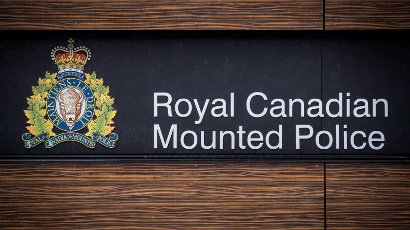 The RCMP logo is seen outside Royal Canadian Mounted Police "E" Division Headquarters (THE CANADIAN PRESS/Darryl Dyck).