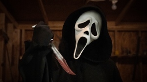 This image released by Paramount Pictures shows Ghostface in a scene from "Scream." (Paramount Pictures via AP)