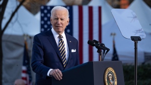 Biden will relaunch the White House 'Cancer Moonshot' initiative aimed at halving cancer deaths by 2047. Biden here speaks to a crowd at the Atlanta University Center Consortium on January 11, 2022, in Atlanta. (Megan Varner/Getty Images/CNN)