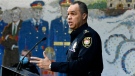 Ottawa Police Chief Peter Sloly speaks at a news conference on updated enforcement measures as a protest against COVID-19 restrictions continues into its second week, in Ottawa, on Friday, Feb. 4, 2022. THE CANADIAN PRESS/Justin Tang
