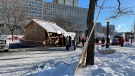 A so-called "community kitchen" is open in Confederation Park, offering food to people during the Freedom Convoy demonstration. (Josh Pringle/CTV News Ottawa)