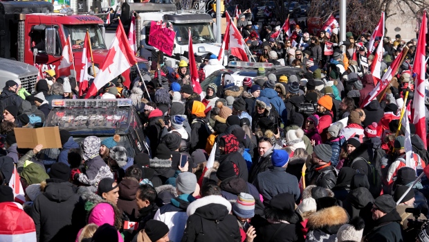 Toronto protest against vaccine mandates takes over some downtown streets