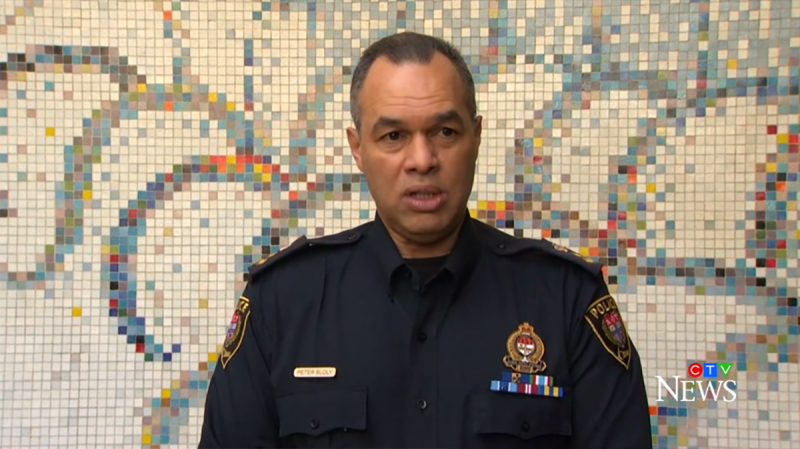 Ottawa Police Chief Peter Sloly gives an update on the ongoing protests in the downtown area on Monday, Feb. 7, 2022.
