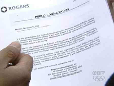 Rogers cell phone tower notice of public consultations.