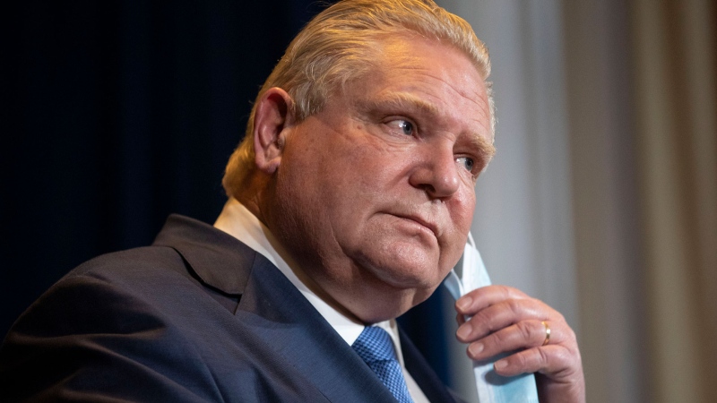 Ontario Premier Doug Ford attends a news conference in Toronto on Monday January 3, 2022. THE CANADIAN PRESS/Chris Young