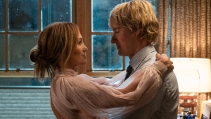Jennifer Lopez and Owen Wilson in a scene from 'Marry Me.' (Barry Wetcher / Universal Pictures via AP) 
