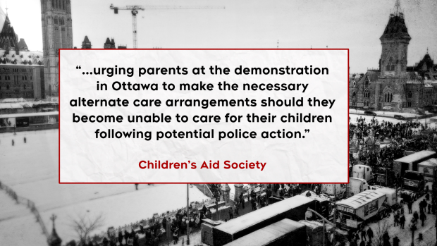 Manifestation des camionneurs Ottawa : La Société d’aide à l’enfance exhorte les manifestants à prendre des dispositions pour la garde des enfants