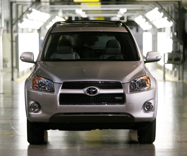 A Rav 4 vehicle sits at the end of the assembly line, at the opening of the Toyota Motor Manuafacturing Canada, Inc. new automotive plant in Woodstock, Ont., Thursday, December 4, 2008. The plant is the first "greenfield" automotive plant in Canada in almost 20 years. (THE CANADIAN PRESS/ Dave Chidley)