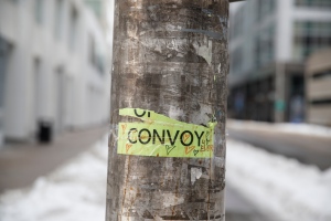 A piece of a sign remains on a post in Ottawa