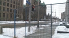 Wellington Street in downtown Ottawa remains fenced off following the removal of hundreds of trucks and protesters associated with the 'Freedom Convoy' movement. (Ian Urbach/CTV News Ottawa)