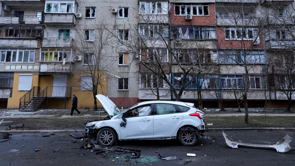 Russian shelling in Mariupol, Ukraine