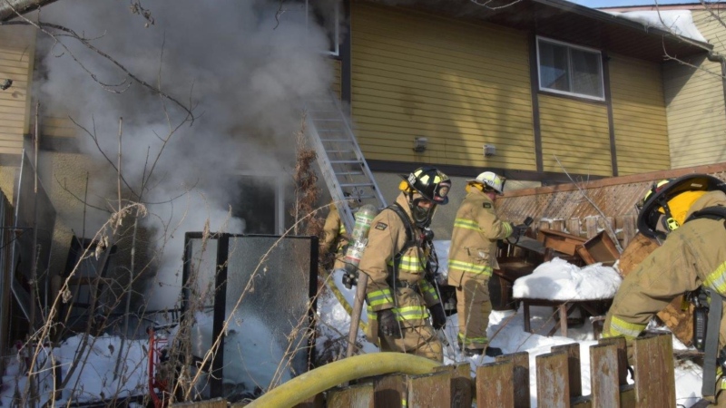 Ottawa firefighters battled a basement fire on Southvale Crescent on Thursday, February 14, 2022. (Ottawa Fire Services)