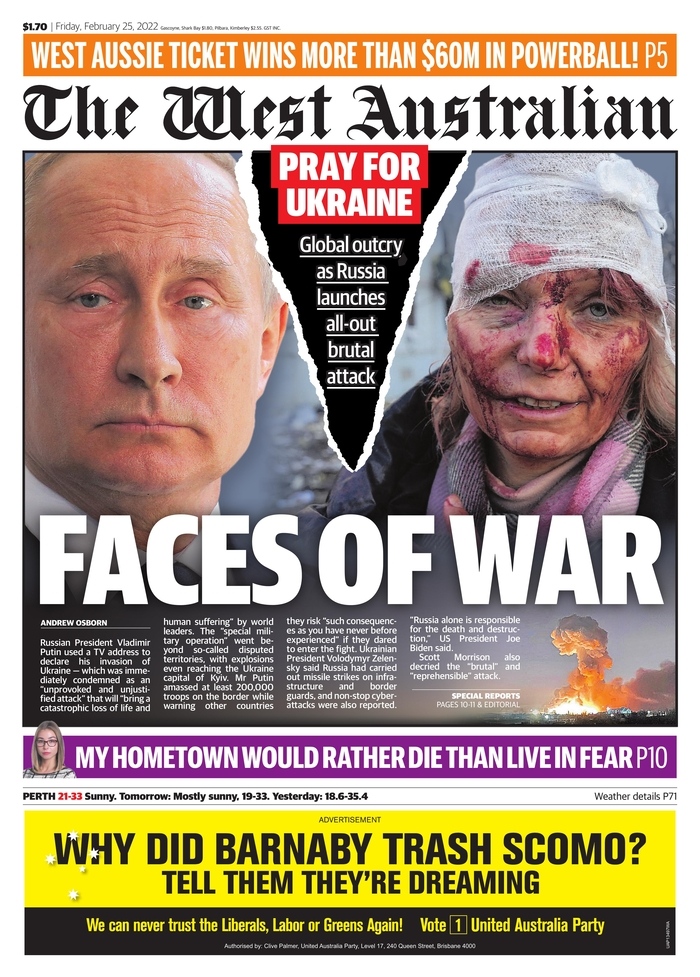 Russia-Ukraine front pages
