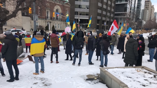 'We’re all going through our personal hell,' demonstrators gather in Toronto to support Ukraine