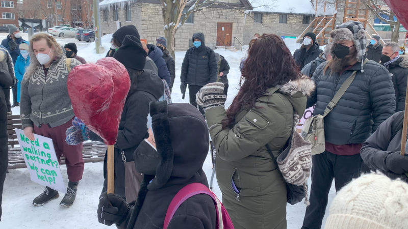 Centretown residents gathered in Minto Park on Elgin Street for a Community Solidarity Ottawa meetup on Saturday. (Jackie Perez/CTV News Ottawa)