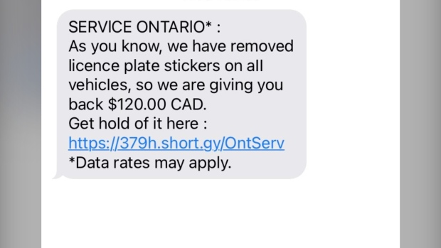 'It’s a scam': Ontario warns residents not to click on link in licence plate refund text
