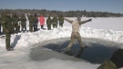 Members of the Royal Canadian Dragoons perform ice reconnaissance training in Calabogie, Ont. on Thursday. (Dylan Dyson/CTV News Ottawa)