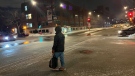 An icy street on a winter night in Montreal. (Daniel J. Rowe/CTV News)