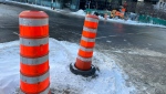 Montreal construction cones. (Daniel J. Rowe/CTV News)