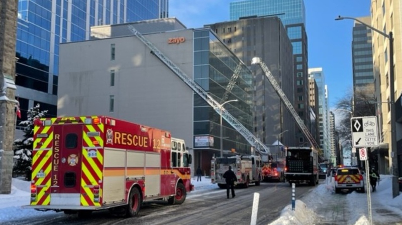 Ottawa firefighters at the scene of a commercial kitchen fire on Laurier Avenue West Tuesday morning. (Jim O'Grady/CTV News Ottawa)