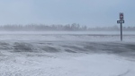Blowing snow is seen on a Saskatoon area highway on March 10, 2022. (Dan Shingoose/CTV News)