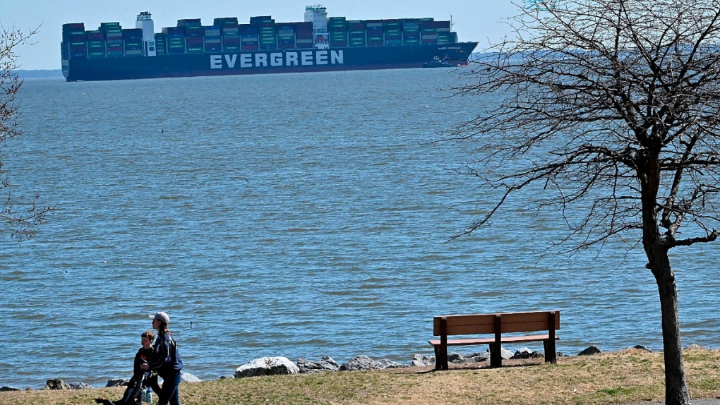 Ever Forward aground in the Chesapeake Bay