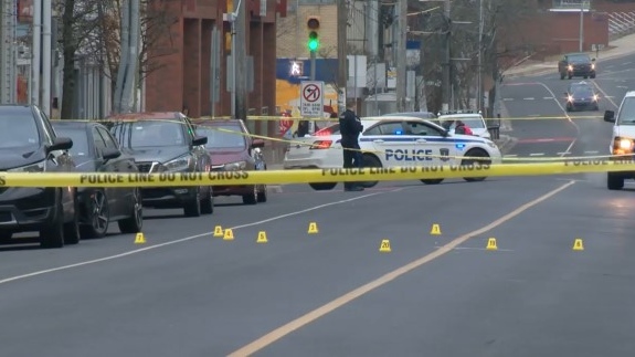 Halifax Regional Police investigate a fatal shooting on Gottingen Street in Halifax on March 18, 2022.