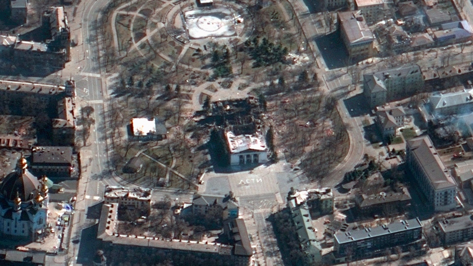Satellite image of Mariupol Drama theatre