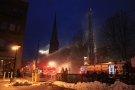Firefighters battle a fire that has overwhelmed a Whitby church that has been a landmark in the community for 144 years.