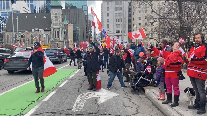 The so-called 'Next Generation Convoy' rolled through downtown Ottawa on Saturday. (Colton Praill/CTV News Ottawa)