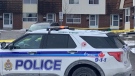 The Ottawa police homicide unit investigates a woman's death on Heatherington Road on Monday, March 28, 2022. (Christopher Black/CTV News Ottawa)