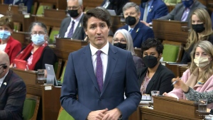 PM Justin Trudeau speaks in the House of Commons on March 31, 2022.