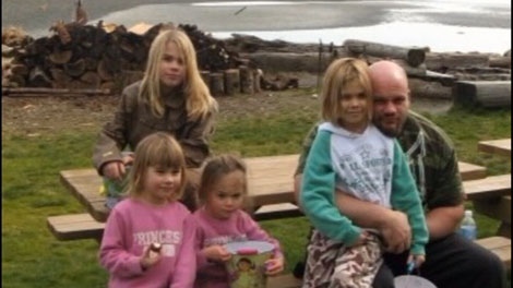 Geoff Meisner, 33, of Kelowna, B.C., is seen with his four daughters in an undated family photo. 